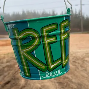 Custom Cross Easter Basket - Green Bucket with Bold Lettering for Festive Storage