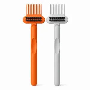 Hairbrush & Comb Cleaner Set (2-Pack) - Dual Mini Nylon-Bristle Rakes, Hair Removal Comb for Hair, Dust & Product Build-Up, Portable Reusable for Home & Professional Use