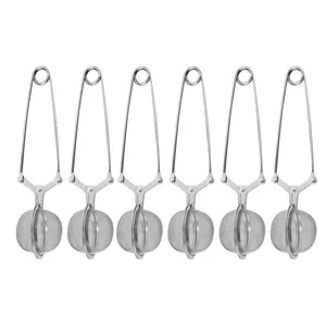 6Pcs Snap Tea Infuser,Stainless Steel Mesh Ball Tea Strainer with Handle for Loose Tea Leaf Pincer Tea Ball Tea Filter Tong (Silver) - Home Improvement.