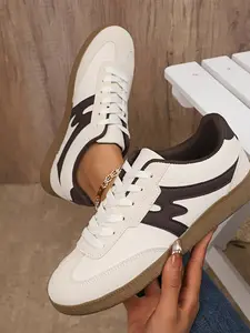 New Women's Leopard Print Colorblock Sneakers, Rubber Sole Casual Shoes, Multiple Colors Available, Vintage Style Commuter Canvas Shoes, Trainer