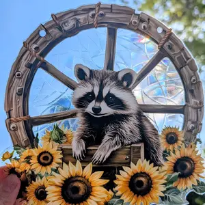 Acrylic Book Suncatcher Bird Reading Raccoon Cat Beautiful Design with Colorful Books and Vibrant Flowers Hanging Decoration Home decor Christmas Gift