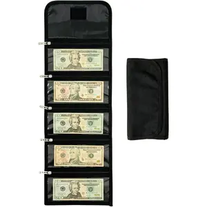 Wallet Organizer for  with 5 Zippered Pockets - Handy  Organizer &  Envelope Wallet - Ideal  Holder for Bills, , Foreign Currencies and Travel - Black
