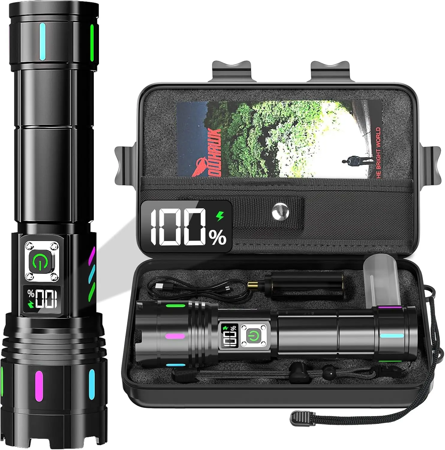Flashlight 20000 High Lumens Rechargeable - 30W Super Bright LED Flash Light with LCD Display | 3937ft Beam & 12H Long Lasting USB C Powerful Handheld Flashlight for Home, Camping, Hiking, Emergency
