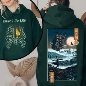 A Heart's A Heavy Burden Hoodie Sweatshirt, Howl and Sophie Shirt, Howls Moving Castle Sweatshirt, Ghibli Studio Sweatshirt, Sophie Hatter Shirt, Calcifer Shirt, Hayao Miyazaki, Anime Lover Sweater, Trending Ghibli Sweater