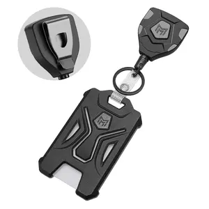 MNGARISTA Retractable Badge Holder and Heavy Duty Keychain with Belt Clip 31.5" Cord 9oz Retraction Tactical ID Card Protector Multifunctional Durable Organizer Workwear Everyday Carry