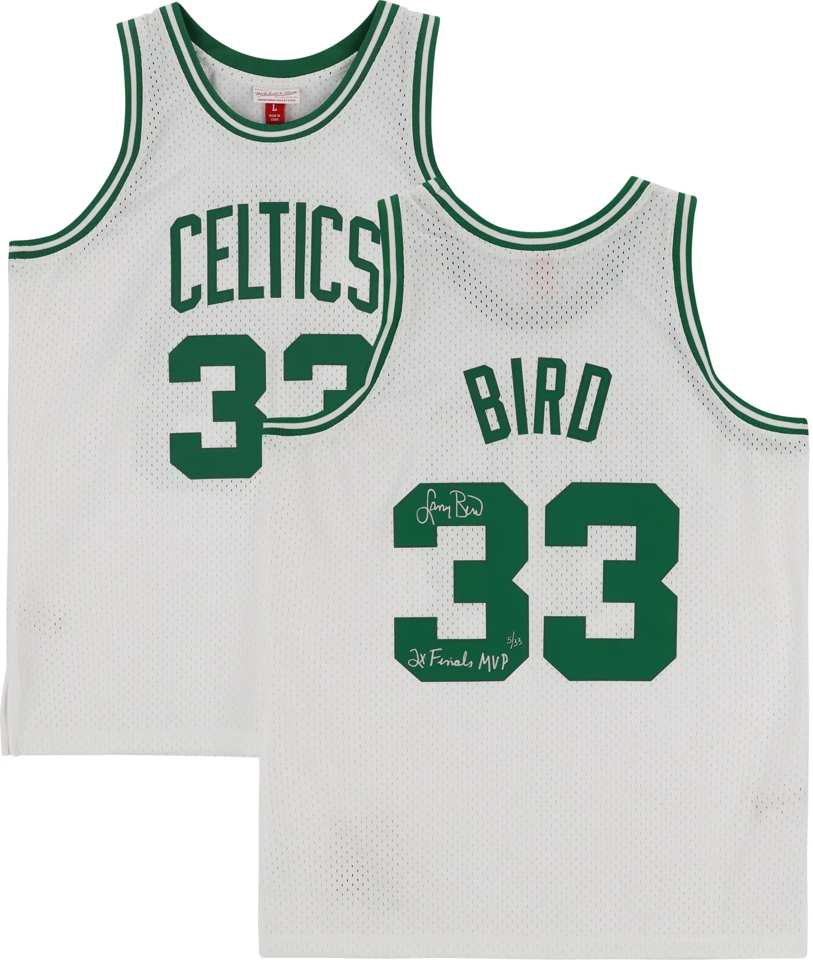 Larry Bird Boston Celtics Autographed White Mitchell & Ness 1985-1986 Swingman Jersey with "2x Finals MVP" Inscription- Limited Edition of 33 - Fanatics Authentic Certified
