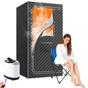 Portable Sauna Box for Home, Fast Heating 1200W & 3L Steamer with 9 Heat Levels, 90-Min Timer, Foldable Chair and Remote for Full-Body Relaxation