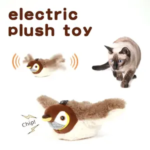 Flapping cat toy Simulated Bird Pet Toy Interactive Toys Dog Rechargeable Chirping Flapping Bird (no Flying) Touch Activated Plush Toy Pet Plush toy Emulates the Sound Bird to Amuse the Cat Elastic Rope to Relieve Boredom and Resist Scratching and Biting