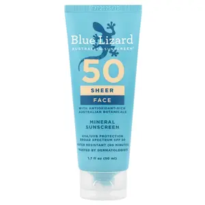 Blue Lizard Australian Sunscreen Sheer Face Mineral Sunscreen, SPF 50, 1.7 fl oz (50 ml)