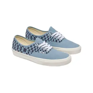 VANS Authentic Warp Check Blue Low-top Canvas Shoe with Waffle Outsole & Metal Eyelets VN000D7YBLU1