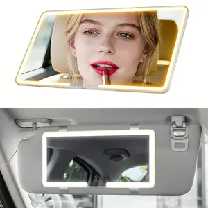 [ 3 Light Modes + Bandage ] Car Sun Visor Makeup Mirror with LED Touch Screen - Adjustable Brightness Auto Interior HD Mirror Rechargeable Car Vanity Mirror