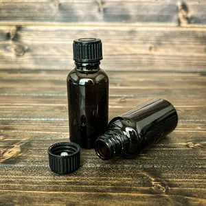 1oz. Amber Boston Round Sample Bottle