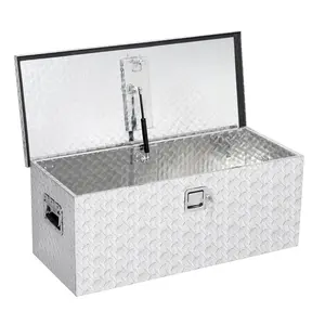 Heavy Duty Aluminum Truck Bed Tool Box - 30 Inch Diamond Plate Storage Chest - Weatherproof, Lockable with Keys, Side Handle - Star Diamond design, Natural Silver, No Spray Coating -