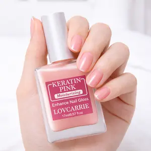 LOVCARRIE Keratin Pink Nail Care Moisturizing Enhance Nail Gloss 17ml/0.57fl.oz Promotes Growth Strengthens Nails No UV Lamp Required