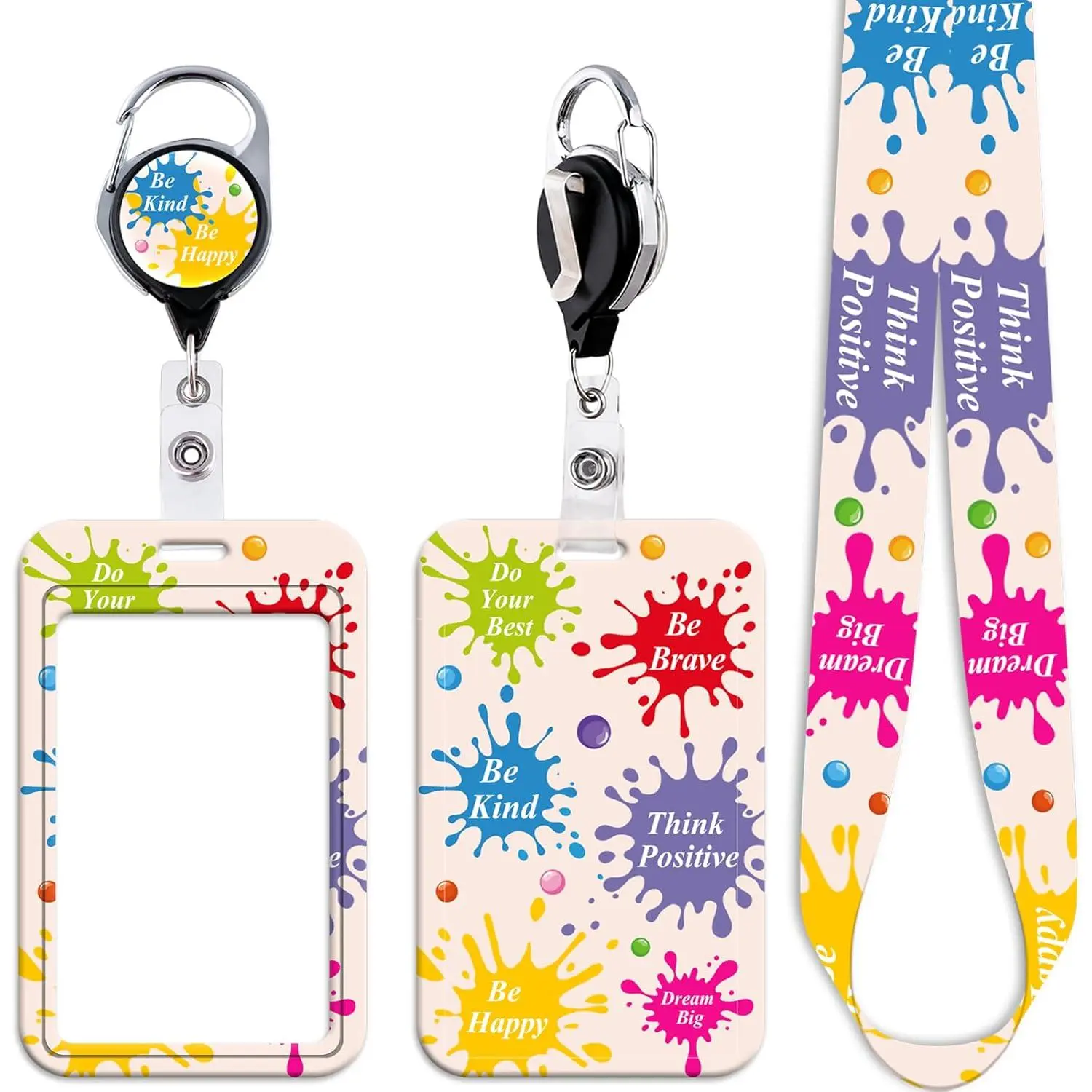 Inspirational Quotes Cool Badge Holder Lanyard with Retractable Badge Reel Clip Cute  for Women Girls  for ID Badge &  Preppy School ID Holder Lanyard Teachers  for Men Teens