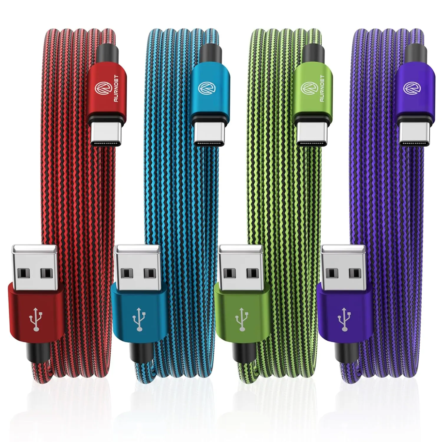 Type C Charger 10FT 4-Pack Type C Charger Fast  Nylon Braided USB C  for  Galaxy S21 S20 S10 Plus Note 10   Pixel