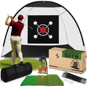Golf Practice Net for Backyard 10x7ft - Golf Hitting Net for Backyard with Tri-Turf Mat, 20 Pack  Balls,  Driving Chipping Swing - Indoor Outdoor  for Men, Dad, or