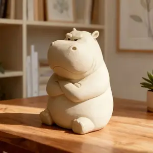 Handmade Realistic Hippo Plastic Figurine, Detailed Small Animal Statue, Durable Collectible, Home and Office Decor, Unique Gift Idea, Desktop Statue, Art Figurine, Collectible Figurines