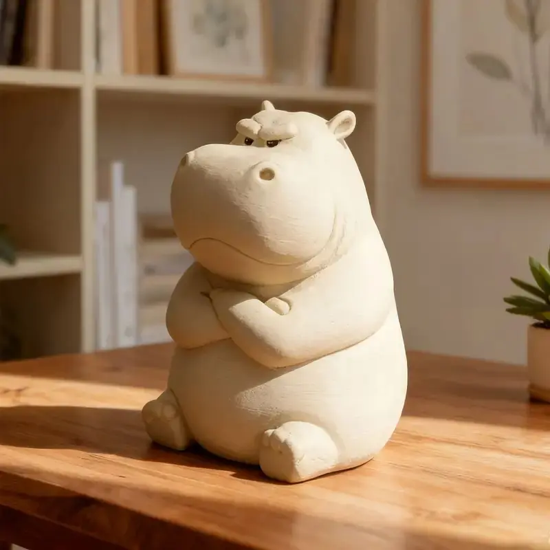 Handmade Realistic Hippo Plastic Figurine, Detailed Small Animal Statue, Durable Collectible, Home and Office Decor, Unique Gift Idea, Desktop Statue, Art Figurine, Collectible Figurines