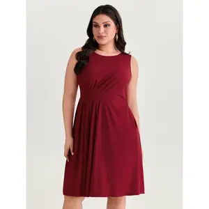 BLOOMCHIC Plus Size Draped Sleeveless Pleated Mini Dress [M-6X]2026 Summer Vibes Swimweek