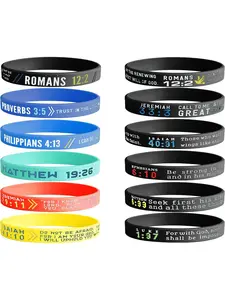 Colorful 12 Pcs Fashionable Silicone Wristbands Bracelets Popular Bible Verses Faith Rubber Bracelets for Men Women Sports Bands Religious Jewelry Gifts