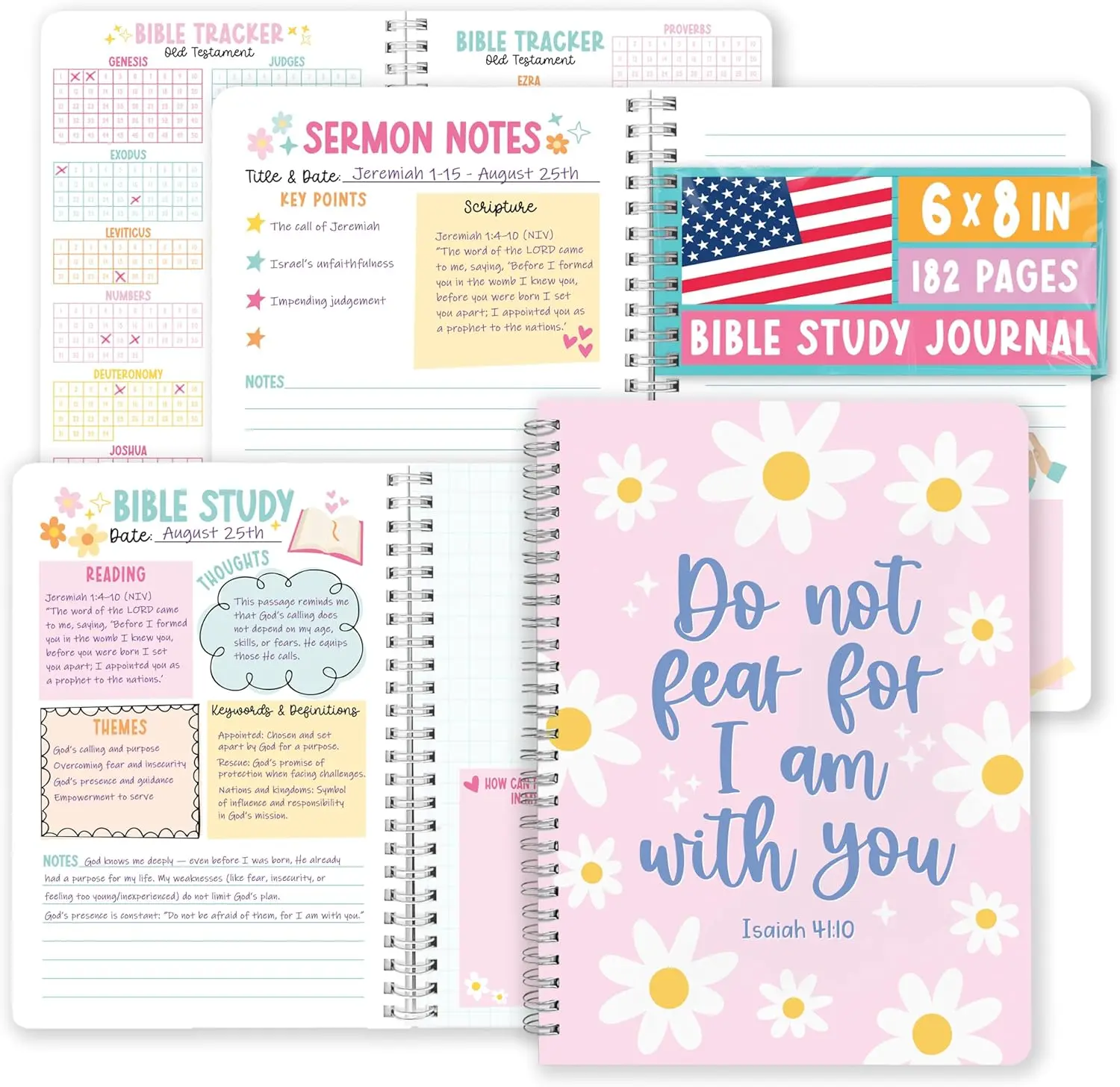 Guided Bible Study Journal for Women - Bible Journal for Women, Sermon Notes Notebook, Church Notes Journals, Scripture Study Supplies and Journaling Kit, Christian Birthday Gifts.