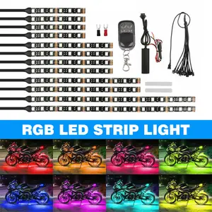 12Pcs Motorcycle RGB LED Neon Under Glow Lights Strip Kit Universal DIY Cool Acc
