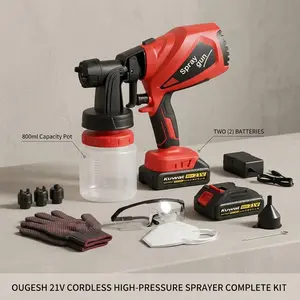 Brushless Paint Sprayer HVLP Spray equipment 3 Patterns Electric HVLP High-Pressure Spray equipment 800ml TankEasy to Clean for Furniture Cabinets Fence Walls Door Garden Chairs etc. Cordless Copper Motor Paint Sprayer Portable High-Flow Airless