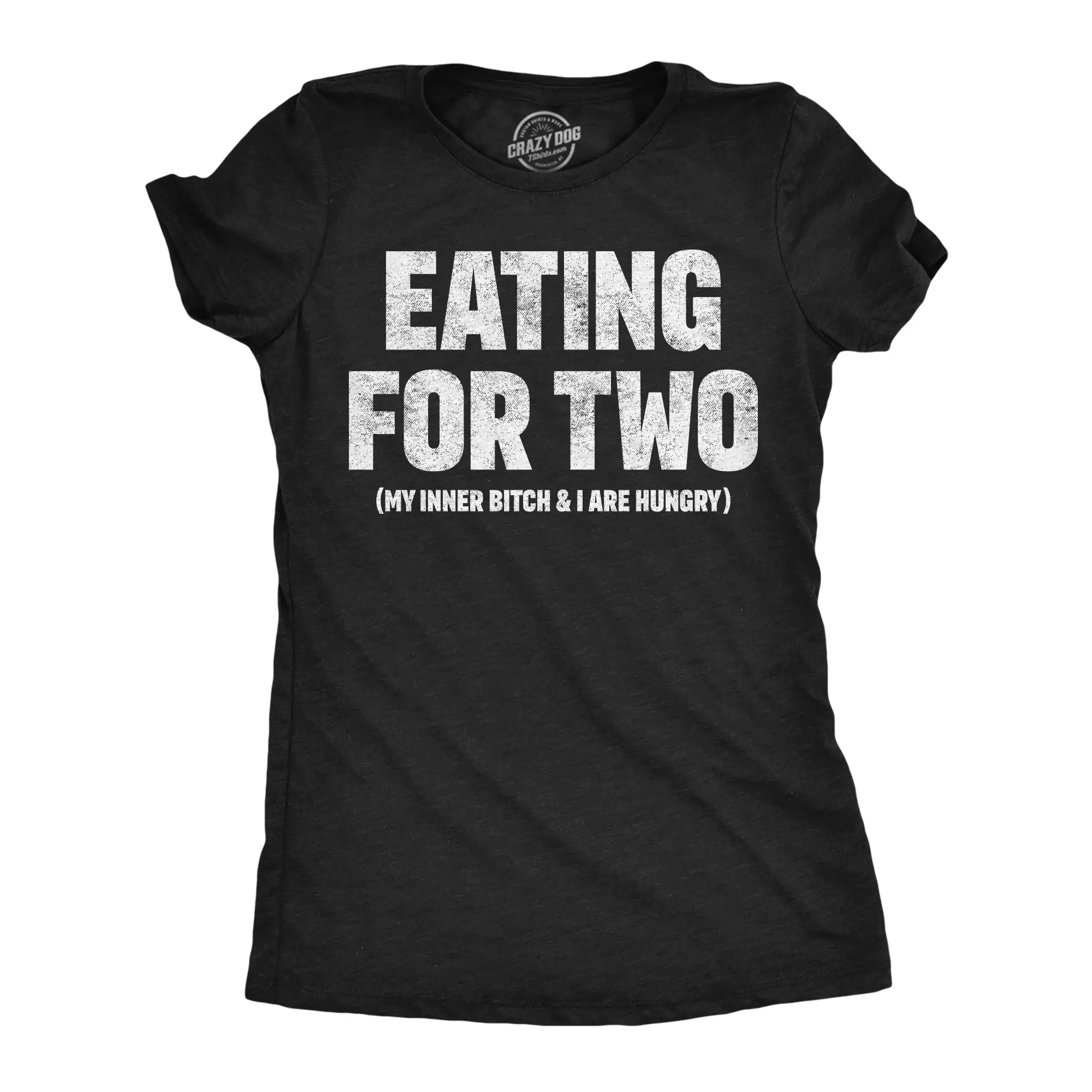 Womens Funny T Shirts Eating For Two My Inner Bitch And I Are Hungry Sarcastic Tee For Ladies Funny Womens T Shirts Cute Vintage Fashion Casual Ladies T-Shirt Gift offensive Tops for Women Funny Food Top Black -