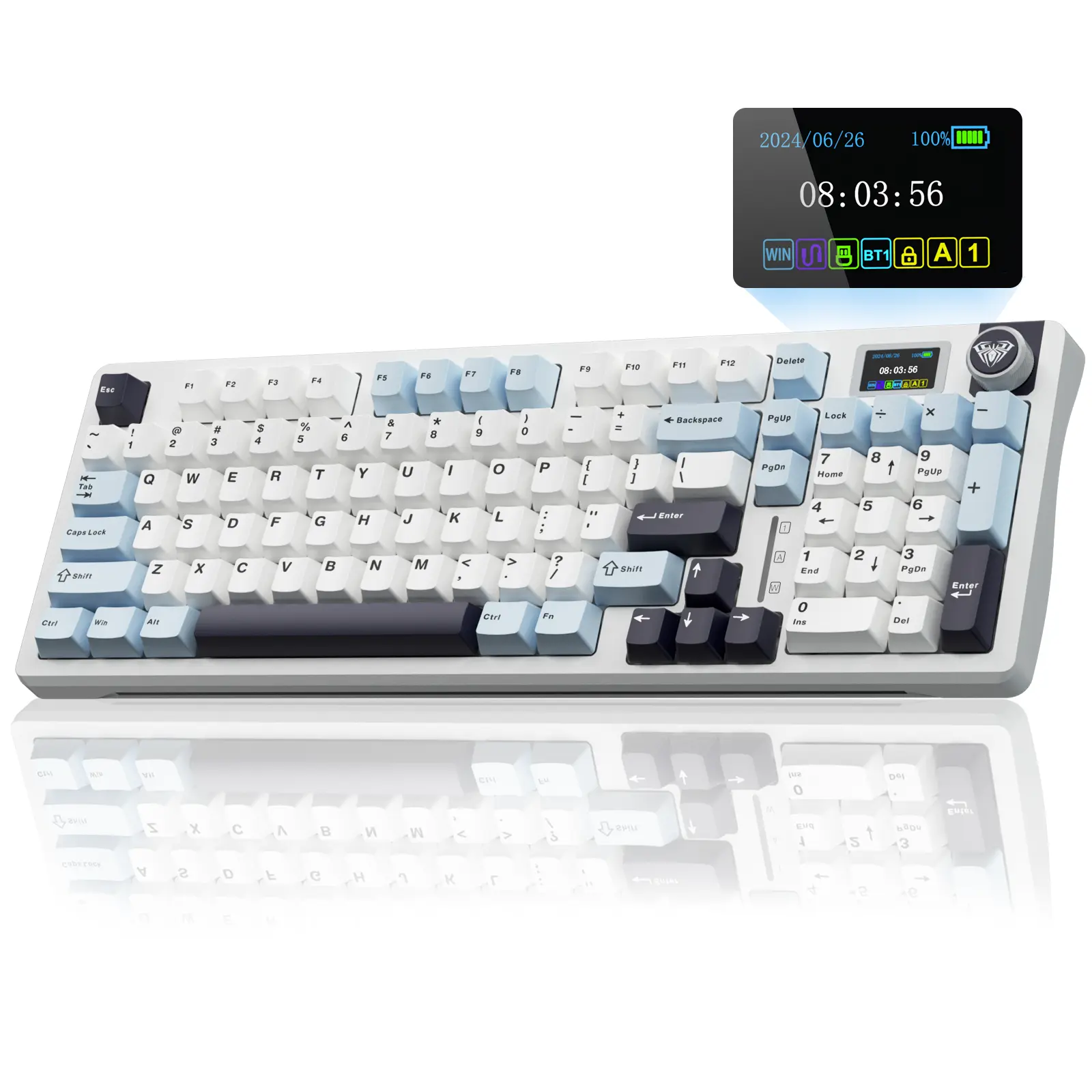 AULA S98 Pro Wireless Mechanical Keyboard - Creamy, Colorful, Hot Swappable, Pre-lubed Linear Switches, Gasket Structure, Smart Screen & Knob, Tri-Mode BT5.0/USB-C/2.4GHz, RGB Backlit, Compatible Wireless Keyboards for Gaming