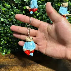Concho DtMf Yoga Keychain - 3D Printed Keychain with Bear Design and Keyring Attachment