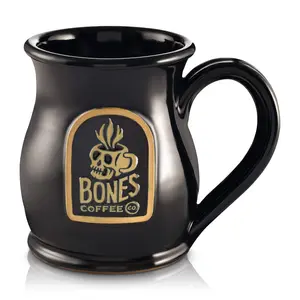 Bones Coffee Company | Skull Logo Handthrown Ceramic Coffee Mug 14oz Dishwasher Safe