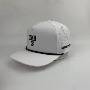 3 Under Par Co "Par 3" Edition Golf Hat - White with Perforated Design and Black Trim