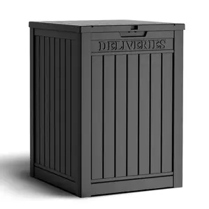 Delivery Drop Box, Outdoor Package Storage Container with Lockable Lid for Porch & Security Parcel Protection, Weather-Resistant in Black/Brown/Grey-Christmas Gifts.