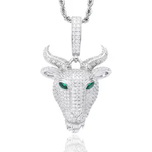 【#P758】Goat Pendant UCCIYO S925 Sterling Silver Synthetic Moissanite Pendant Necklace for Women Men Hip Hop Jewelry Gift