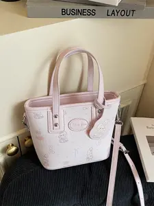 Kawaii Rabbit Small Tote Bag, 2-Way Handbag & Crossbody Bag, Cute Bunny Charm Design, Perfect for Everyday Use, Fashionable & Stylish