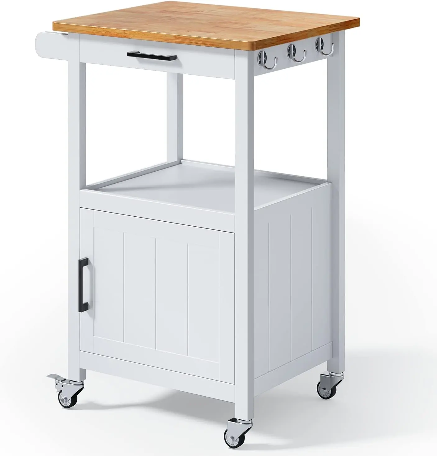 Gizoon Rolling Microwave Cart with Storage, White | Microwave cart with wheels, Small Home Coffee Bar, Microwave Stand, Rolling Kitchen Cart with Side Hook