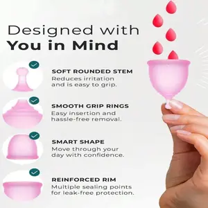 Women’s Silicone Menstrual Cup Leak-Proof Reusable Moon Shape Design, Comfortable & Durable Feminine Hygiene Solution Period Cup