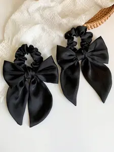 2pcs women's sweet bow headband, simple and fashionable hair accessories, ponytail tied hair, high ponytail, Ponytail Hairstyle, party, afternoon tea, campus, date, office, daily casual hair accessories Scrunchies