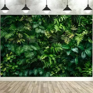 Palm Leaf Pattern Wall Hanging Banner, 1 Count Artificial Leaf Botanical Leaves Printed Backdrop, Wall Decor for Home Living Room Bedroom, Party Decoration Supplies, Ornaments, Decorative Banner, Party Decorations Banners