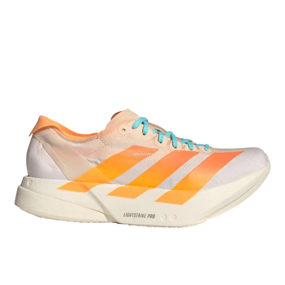 adidas Womens Adizero Adios Pro 4 Running Sneakers Shoes - Off White, Orange