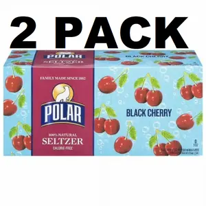 Polar Black Cherry Flavored Seltzer Water Cans 12 fl oz 8 pk Naturally Calorie-Free Vegan Gluten-Free No Sweeteners 100% Natural Seltzer 2 Pack - Beverage