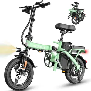 ASKMY Foldable Electric Bike | 1000W Peak Power | 48V 20Ah Removable Battery | 14" Tubeless Tires | 30–60 Mile Long-Range Pedal Assist | Front & Rear Safety Dual Disc Brakes | Dual Seat | Portable Foldable Design