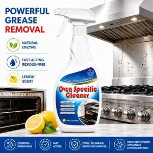 Snowlily Natural Enzyme Household Cleaning Liquid Pad, Lemon Scent 16.9 Fl Oz Fast-Acting Residue-Free Kitchen Degreaser Spray for Stainless Steel Stoves & Oven Racks, Oven & Grill Cleaner