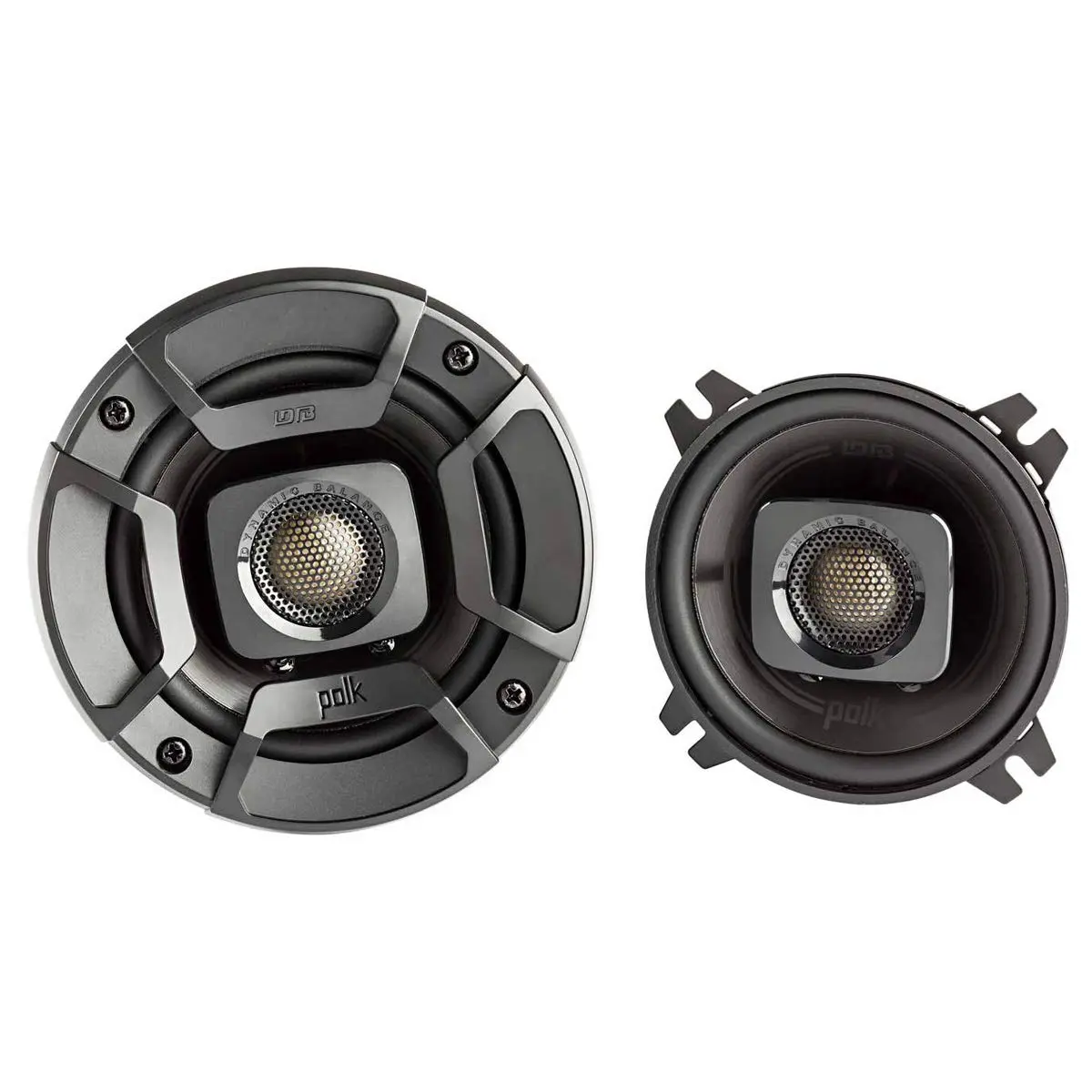 POLK AUDIO DB+ Series DB402 4in Coaxial Marine-Certified Bass Speakers - Black, 135W Peak Power, UV/Humidity Resistant, Splash-Proof, Coated Steel Baskets, Distortion-Free Response, Dynamic Balance, Installation Hardware, for Boat/Car Audio