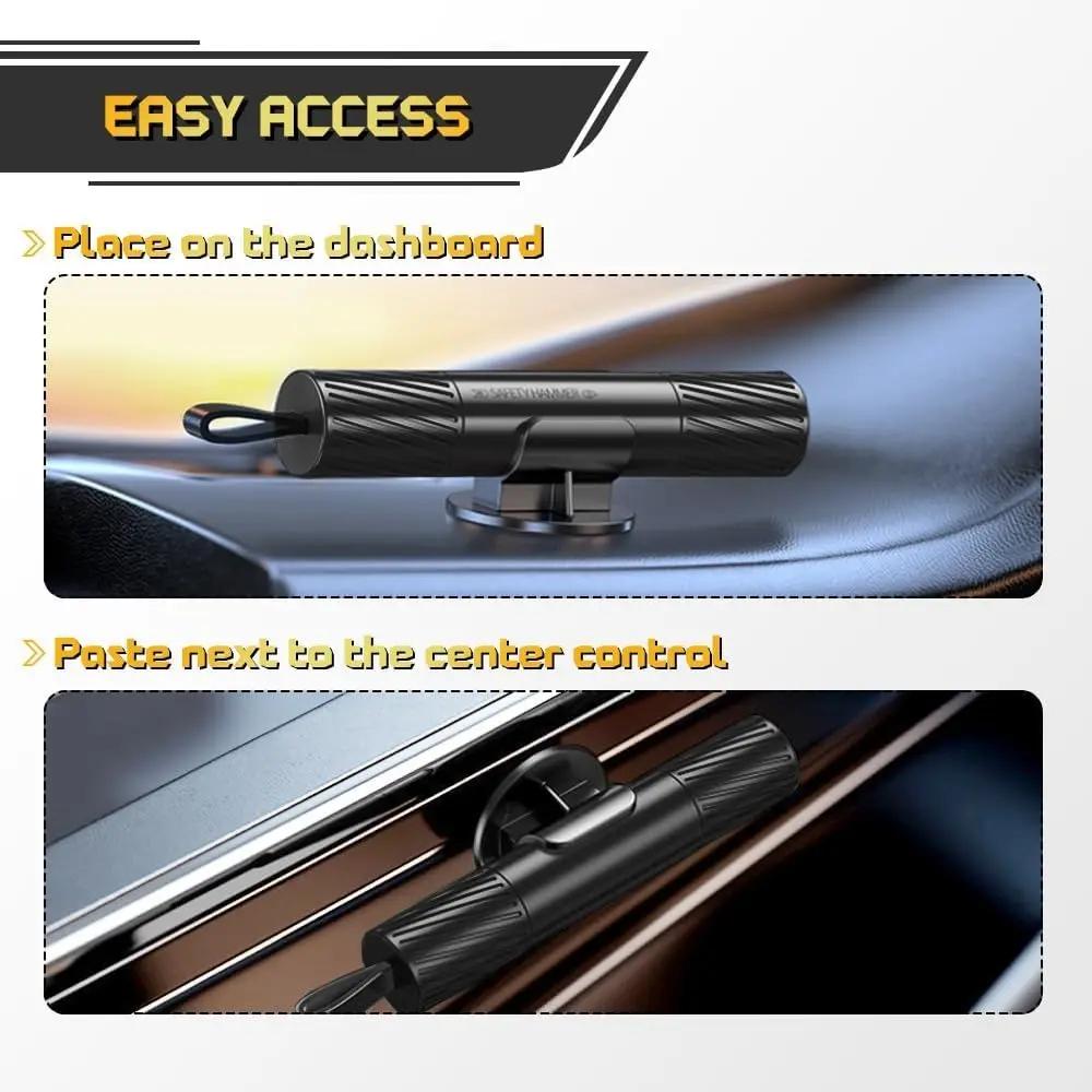 2-in-1 Car Emergency Escape Tool: Hardened Tungsten Steel Window Breaker + Seatbelt Cutter, One-Second Car Window Breaker, Lifesaving Car Safety Hammer, Universal Fit for All Cars, Easy Install Must-Have Car Gadget for Road Emergencies