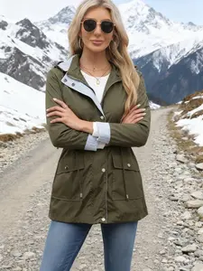 New women's hooded casual jacket, detachable hood, windproof rainproof coat, windbreaker, hiking wear, windproof hiking clothing, rainproof jacket, outdoor sports commuter fashion women's clothing Womenswear Breathable Everyday Fabric Light Lightweight