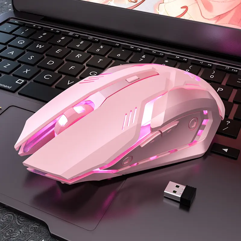 Cross-Platform Gaming Keyboard Mouse Adapter Cute RGB Gaming Mouse, 6-Button Optical Ergonomic Mute Device for Desktop, Laptop, PC Gaming and Office Use