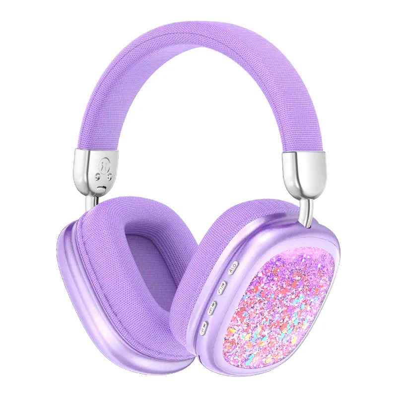 MAKUPARTIST Foldable Over-Ear Wireless Bluetooth Headset - Foldable Wireless Headset with Mic, 3.5mm Port, Cable Management, Battery & Audio Functions, Hands-Free Calls for Mobile/PC Music + Gaming, Purple Gift for Electronics Enthusiasts