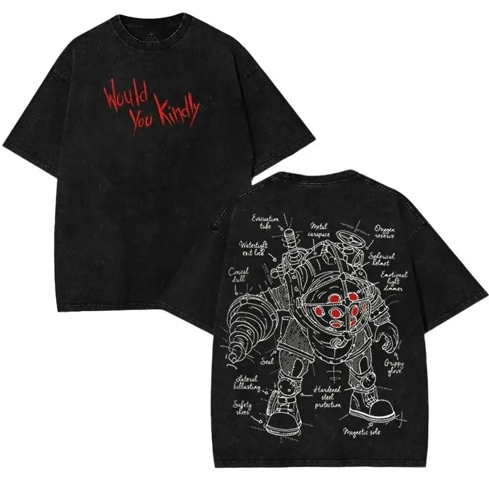 Women's Bioshock "Would You Kindly" Best Daddy V3 Horror Theme Game-Inspired Graphic Print Unisex Fit Streetwear Outfits Tops - Tshirt, Tank Top, Hoodie